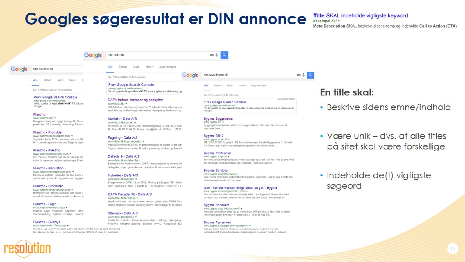 Googles søgeresultat er DIN annonce